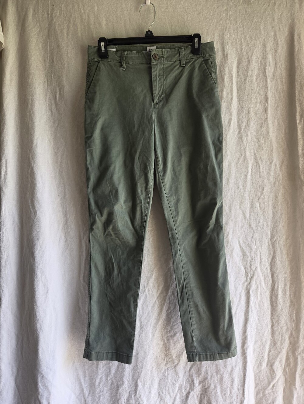 Gap Girlfriend Chino Pants Size 0 Stretch Relaxed Casual Green Cotton Minimalist